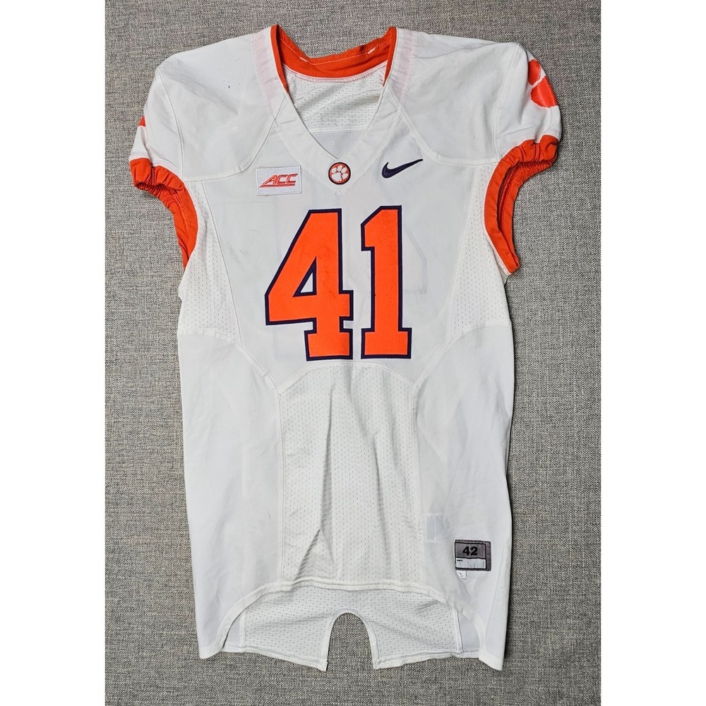 Clemson Tigers Football Jersey Mens 42 L White Game Worn Team Issued Nike #41